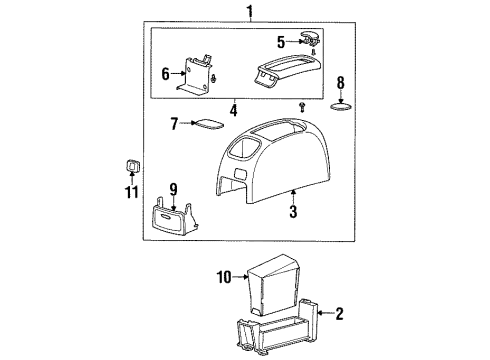 1997 Ford Windstar Center Console Console Assembly Diagram for F78Z-16045A36-BAA