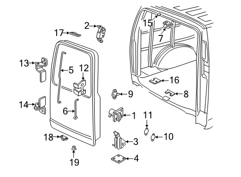 2003 GMC Savana 1500 Side Door Lower Hinge Diagram for 15994457