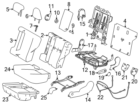 2014 Toyota RAV4 Rear Seat Components Hinge Cover Diagram for 71694-0R030-C0