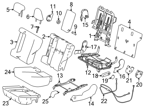 2016 Toyota RAV4 Rear Seat Components Seat Back Cover Diagram for 71078-42501-20