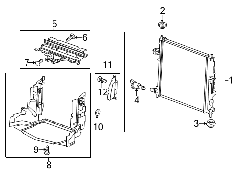 2014 Cadillac CTS Radiator & Components Upper Baffle Diagram for 22820156