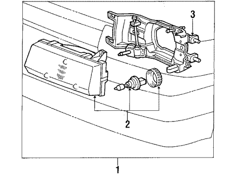 1987 Toyota Corolla Headlamps Passenger Side Headlight Unit Assembly Diagram for 81130-02010