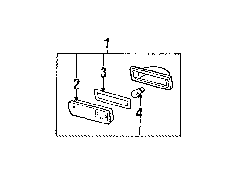 1988 Nissan Maxima Signal Lamps Lamp Front Combination LH Diagram for 26125-15E00