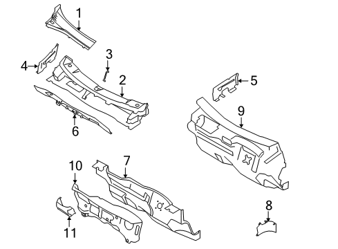 2010 Ford Focus Cowl Insulator Diagram for 8S4Z-5401588-A