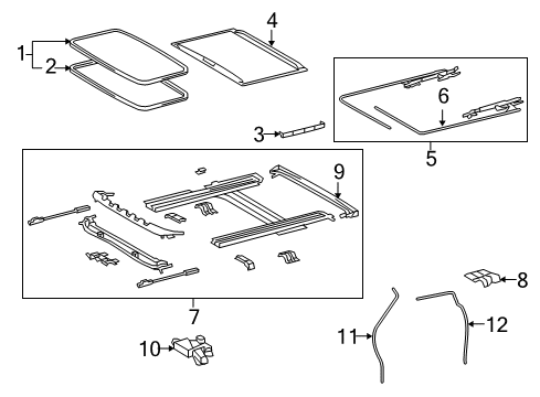 2021 Toyota Sequoia Sunroof Sunroof Frame Diagram for 63203-0C030