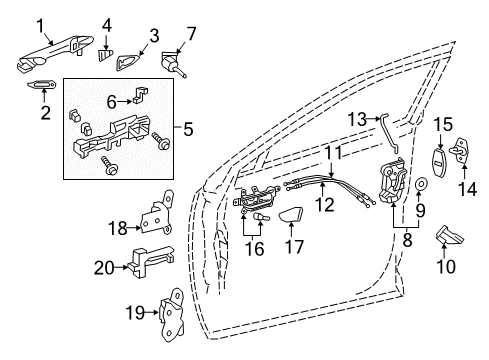2015 Lexus NX300h Front Door Front Door Outside Handle Frame Sub-Assembly, Right Diagram for 69201-0E020