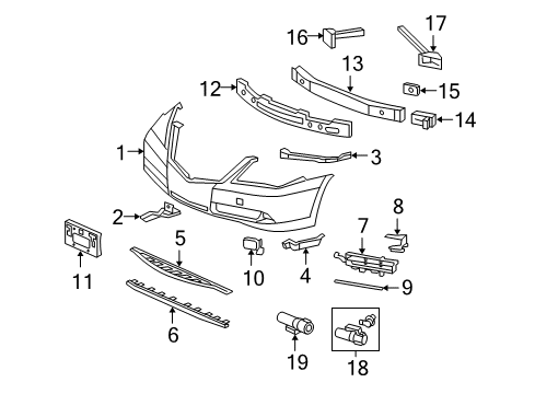 2010 Acura RL Automatic Temperature Controls Base, Front License Plate Diagram for 71145-SJA-A00