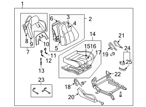 2005 Nissan 350Z Power Seats Cushion Assy-Front Seat Diagram for 87300-CD070