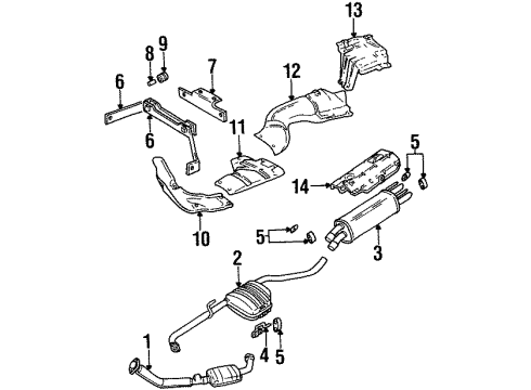 1998 Cadillac Catera Exhaust Components Brace, Exhaust Manifold Pipe Diagram for 90467983