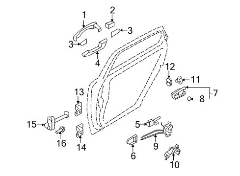 2007 Hyundai Azera Rear Door Adapter-Rear Door Latch, LH Diagram for 83486-3L000