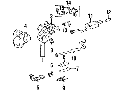 1998 Acura CL Exhaust Components Catalytic Converter (Agh7C0) Diagram for 18160-P8A-L00