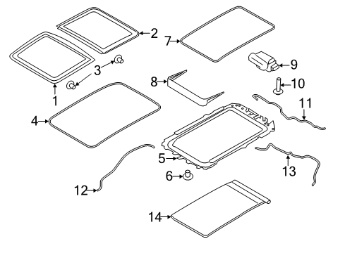 2016 Lincoln MKX Sunroof Sunroof Frame Diagram for FA1Z-58502C22-B