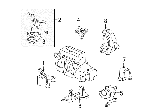 2003 Honda Civic Engine & Trans Mounting Rubber, Engine Side Mounting Diagram for 50821-S6M-013