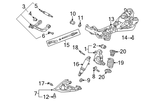 2006 Buick Terraza Rear Suspension, Lower Control Arm, Upper Control Arm, Ride Control, Stabilizer Bar, Suspension Components Rear Leveling Shock Absorber Assembly Diagram for 15219511