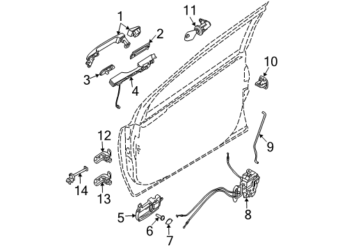 2004 Nissan Quest Front Door Front Door Outside Handle Assembly, Right Diagram for 80606-5Z058