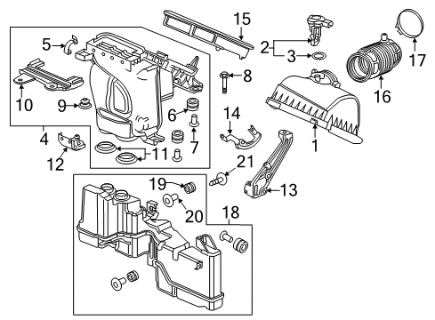 2018 Honda Civic Powertrain Control Plate Rubber, Air Diagram for 17260-5BA-A00