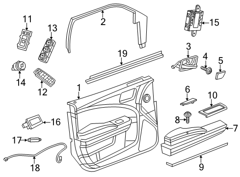 2018 Dodge Charger Front Door Armrest-Front Door Trim Diagram for 1WK361S9AB