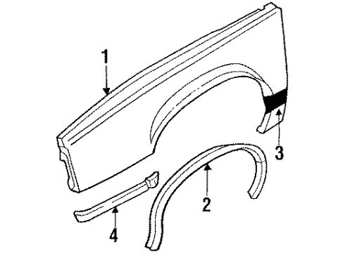 1991 Buick LeSabre Fender & Components, Exterior Trim Molding Kit, Front Fender Center Rear (RH) Diagram for 88891341