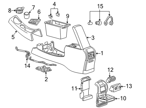 2003 Ford Explorer Sport Trac Center Console Console Panel Diagram for 3L2Z-98045A36-BAB