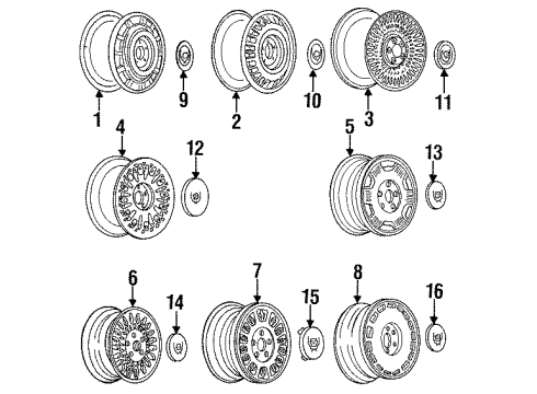 1991 Cadillac DeVille Wheels, Covers & Trim Wheel Rim Kit-15X6 Diagram for 12507129