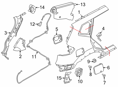 2019 Nissan Rogue Quarter Panel & Components Pillar-Back, Outer LH Diagram for G7651-4BAMA