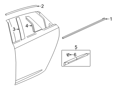 2016 Chevrolet Impala Exterior Trim - Rear Door Molding Diagram for 22795508