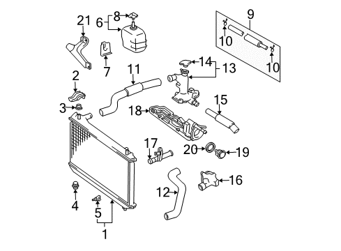 2003 Toyota Avalon Radiator & Components Radiator Assembly Diagram for 16400-0A170