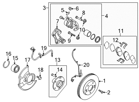 2012 Kia Forte Front Brakes Front Wheel Hub Diagram for 517502H000