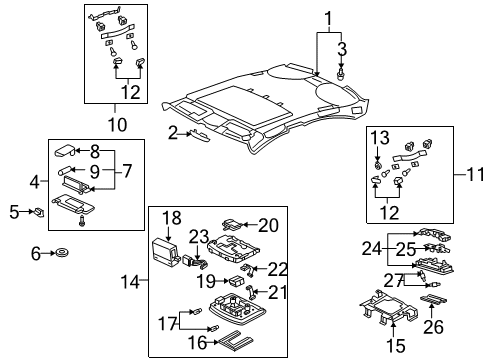 2012 Acura RL Sunroof Mirror Assembly, Passenger Side (Gray) Diagram for 83236-SHJ-A01ZE