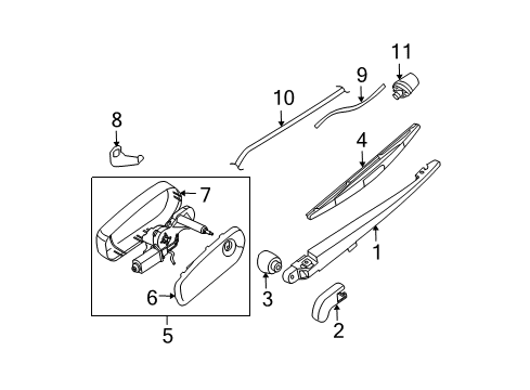 2009 Nissan Pathfinder Wiper & Washer Components Cover-Motor Diagram for 28730-EA500
