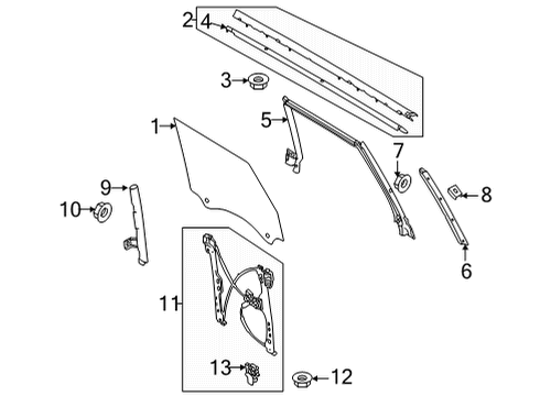 2021 Ford Bronco Rear Door Front Guide Retainer Nut Diagram for -W710362-S300