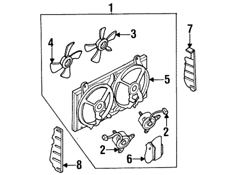 1993 Nissan Altima Cooling System, Radiator, Water Pump, Cooling Fan SHROUD Assembly, W/ Motor Fan Diagram for 21481-5B600