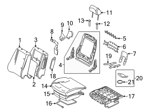 2006 Lincoln Zephyr Front Seat Components Seat Back Heater Diagram for 6H6Z-14D696-BA