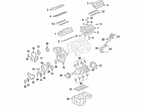 2008 Kia Sedona Engine Parts, Mounts, Cylinder Head & Valves, Camshaft & Timing, Oil Pan, Oil Pump, Crankshaft & Bearings, Pistons, Rings & Bearings, Variable Valve Timing Gasket Kit-Engine Overhaul Diagram for KS661-10270