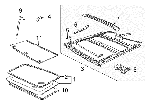 2007 Ford F-150 Sunroof Sunshade Diagram for 7L1Z-78519A02-AC