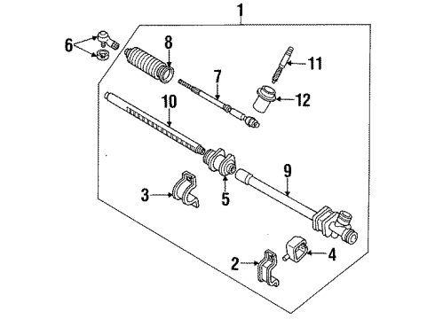 1995 Mercury Tracer P/S Pump & Hoses, Steering Gear & Linkage Inner Tie Rod Diagram for F1CZ3280A