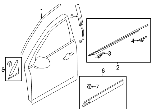 2019 Lincoln MKT Exterior Trim - Front Door Side Molding Diagram for AE9Z-7420878-AA