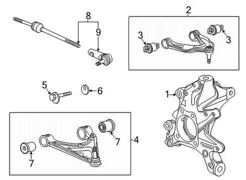 2021 Chevrolet Corvette Rear Suspension, Lower Control Arm, Upper Control Arm, Ride Control, Stabilizer Bar, Suspension Components Lower Control Arm Bolt Diagram for 11603743
