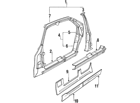 1989 BMW 735i Uniside Covering Rear Left Diagram for 51471928483