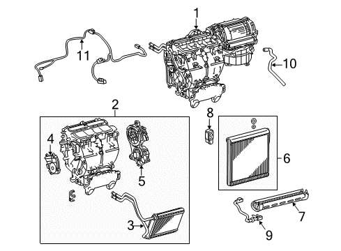 2020 Toyota Sienna A/C Evaporator Components Evaporator Assembly Diagram for 87050-08080