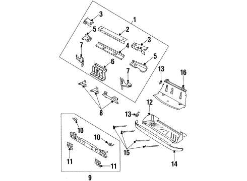 1997 Saturn SC1 Radiator Support Air Deflector Spring Diagram for 21030793