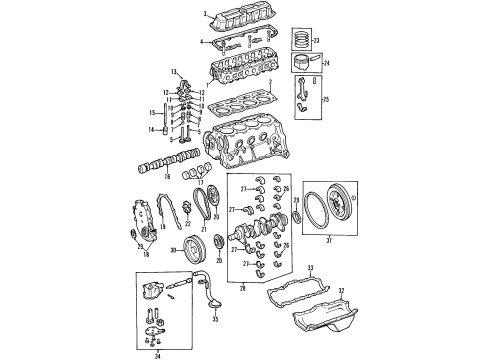 1998 Dodge Dakota Engine Parts, Mounts, Cylinder Head & Valves, Camshaft & Timing, Oil Pan, Oil Pump, Crankshaft & Bearings, Pistons, Rings & Bearings Gasket Pkg-Engine Diagram for 4798992AD