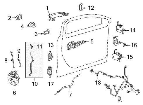 2015 Buick Regal Front Door Lock Rod Diagram for 13308200