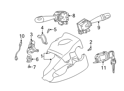 2004 Toyota Echo Switches Ignition Switch Screw Diagram for 90159-A0002