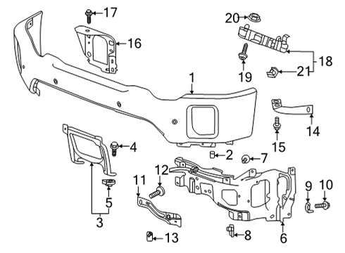 2022 GMC Sierra 3500 HD Bumper & Components - Front Support Bracket Diagram for 84568469