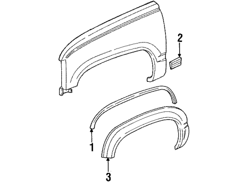 1990 GMC K3500 Exterior Trim - Fender Molding Asm-Front Fender Lower Rear Diagram for 15607301