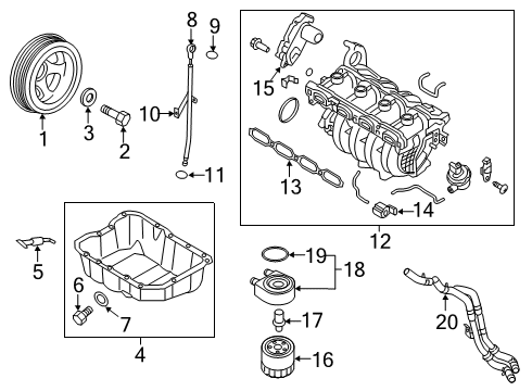 2020 Kia Optima Filters Oil Level Gauge Guide Diagram for 26612-2G040