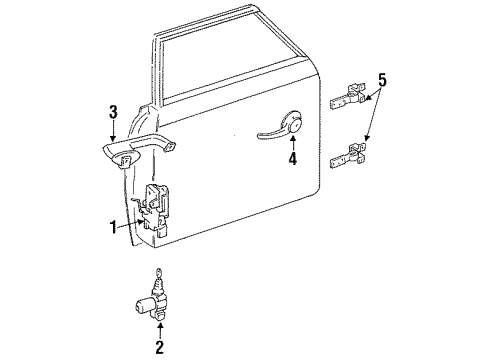 1990 Jeep Cherokee Hardware Latch, Front Door, Right Diagram for 55027885