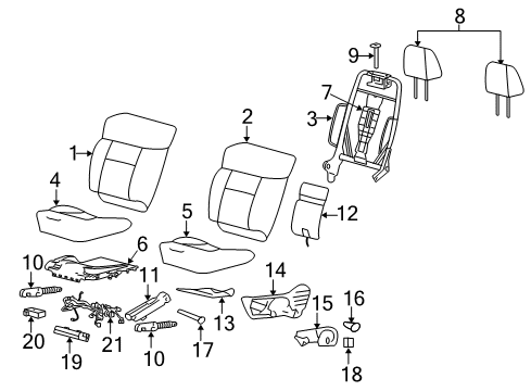 2008 Lincoln Mark LT Power Seats Adjuster Diagram for 6L3Z-1861711-B