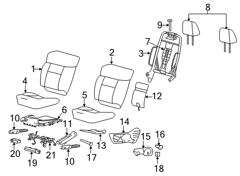 2007 Lincoln Mark LT Front Seat Components Seat Back Pad Diagram for 6L3Z-1664811-B